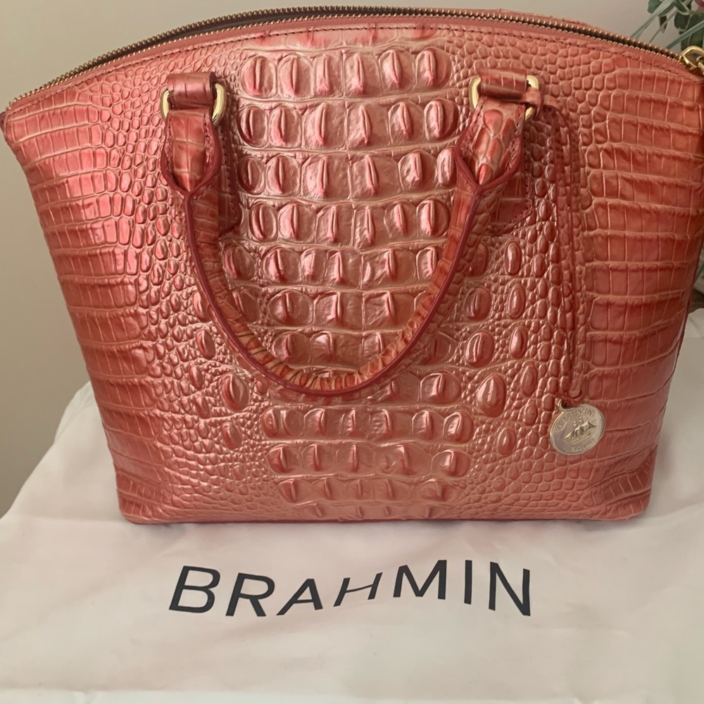 Brahmin Duxbury Satchel Poppy Coral Leather